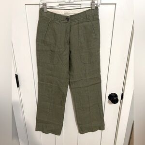J. Crew Straight leg Army Green Olive Pants Mid Rise Size S (4)